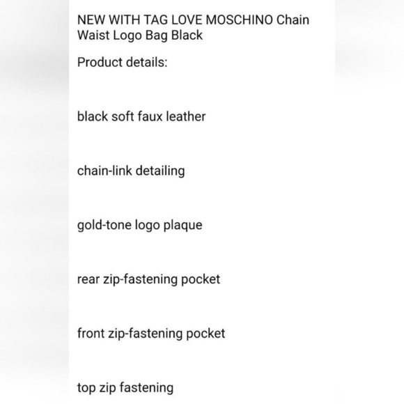 NEW Love Moschino Heart Chain Trim Black Belt Bag - Picture 8 of 11